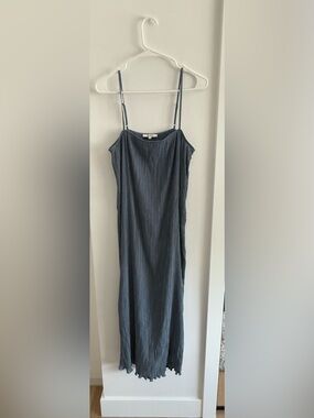 Madewell Slate Gray Ribbed Slip Maxi Dress